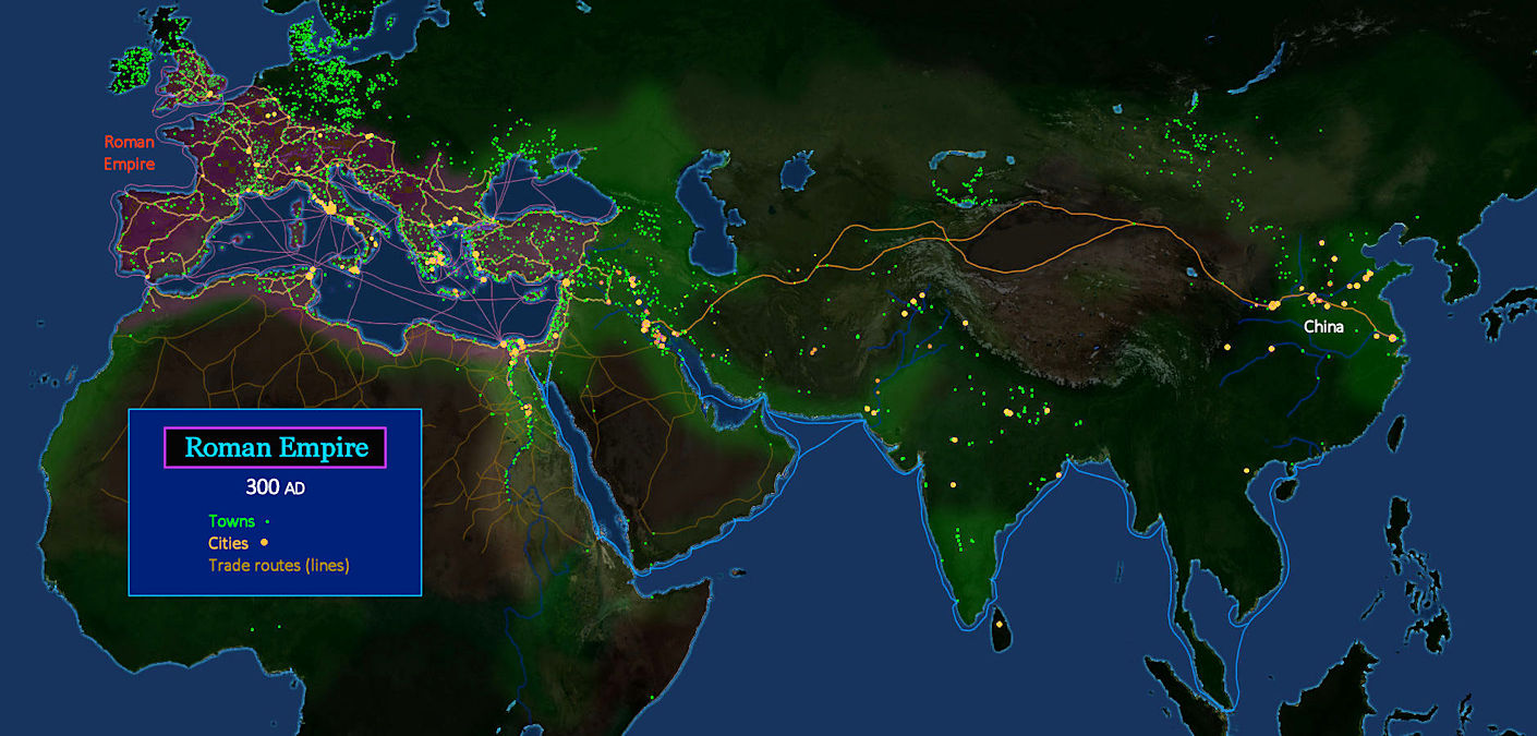 Roman Empire, 300 AD map